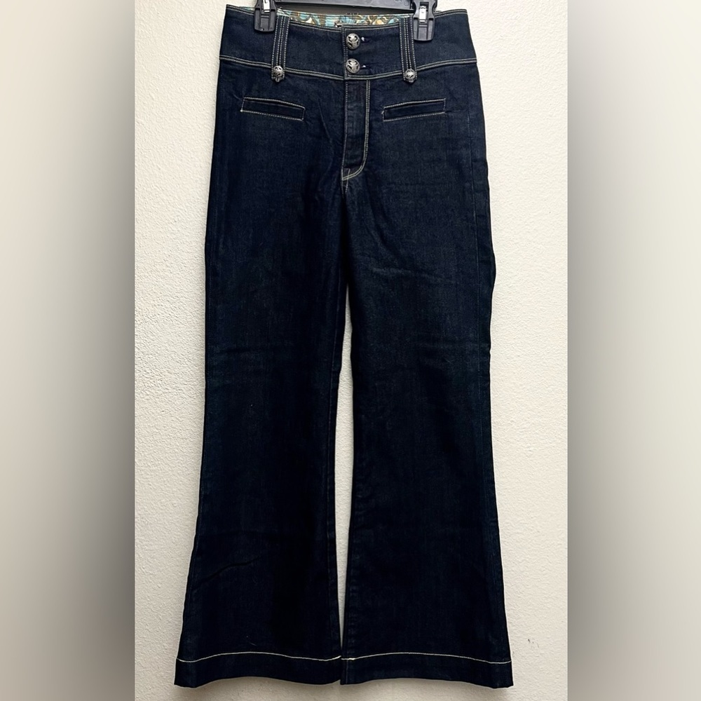 Rich & Skinny Blue Jeans White Stitching Made In‎ USA Size 25 EUC 28.5” Inseam